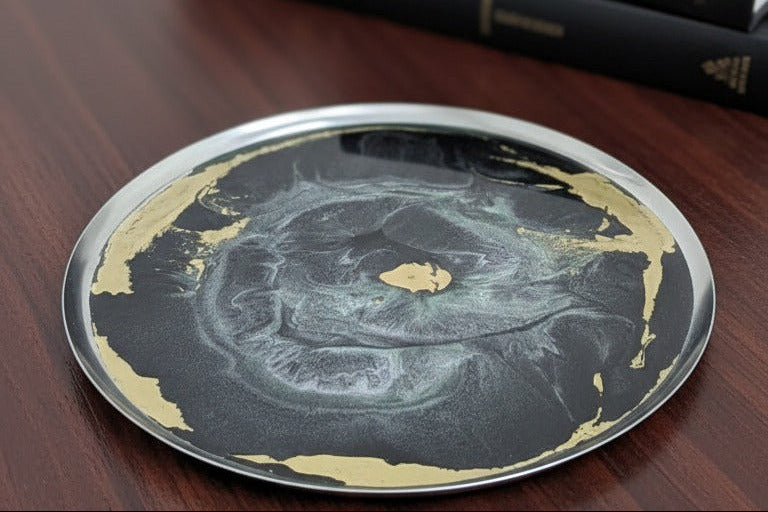 Round Silver Metal Dish