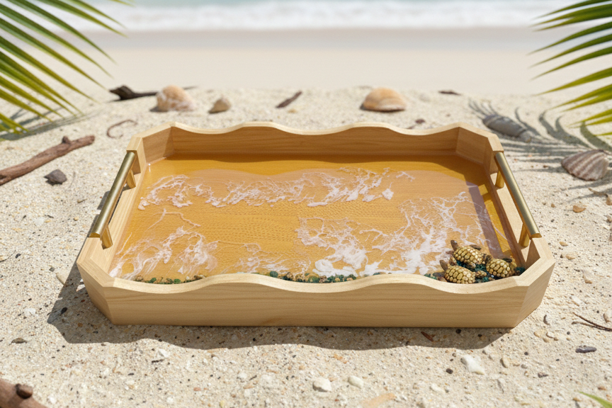 Beach Theme Bamboo Tray