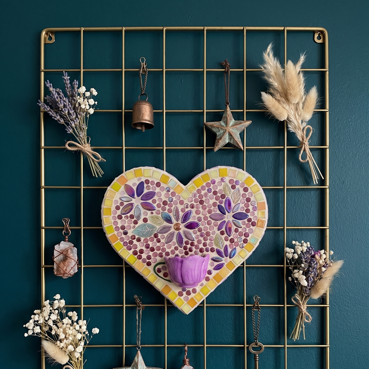 Blossoms & Brew Mosaic Heart Wall Hanging