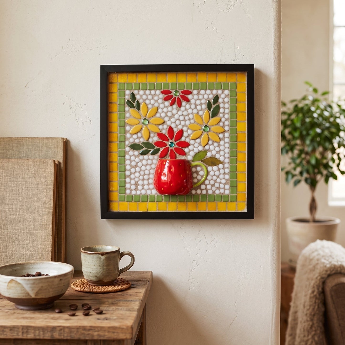 Strawberry Mug Meadow Mosaic Frame