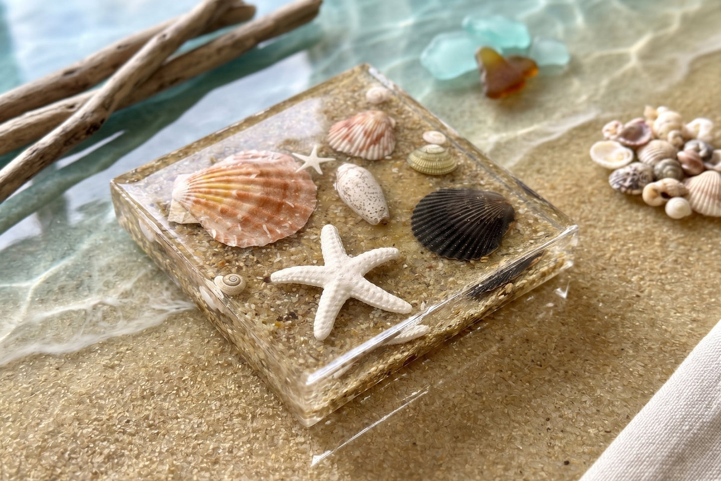 Coastal Treasure Resin Coaster square