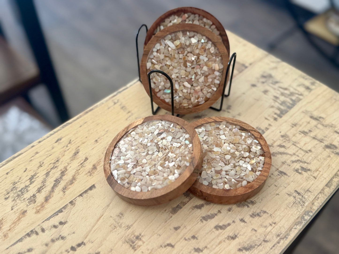 Crushed Sea Shell Coaster Set 4 pieces