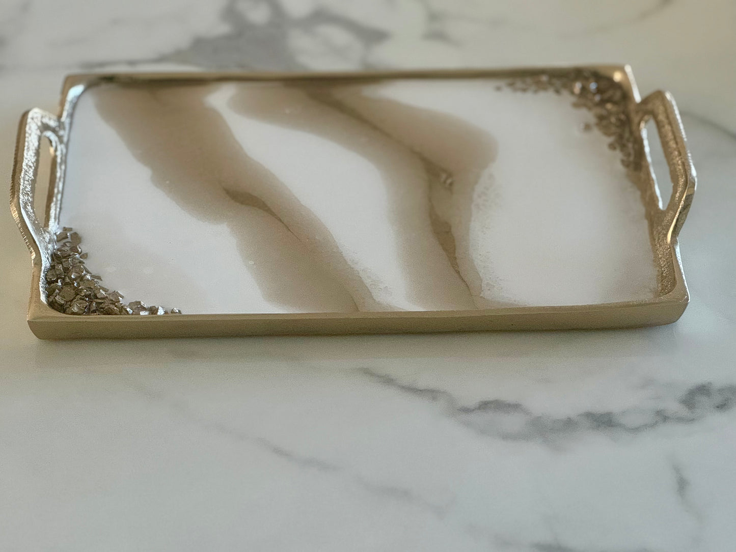 Golden Marbled Metal Tray