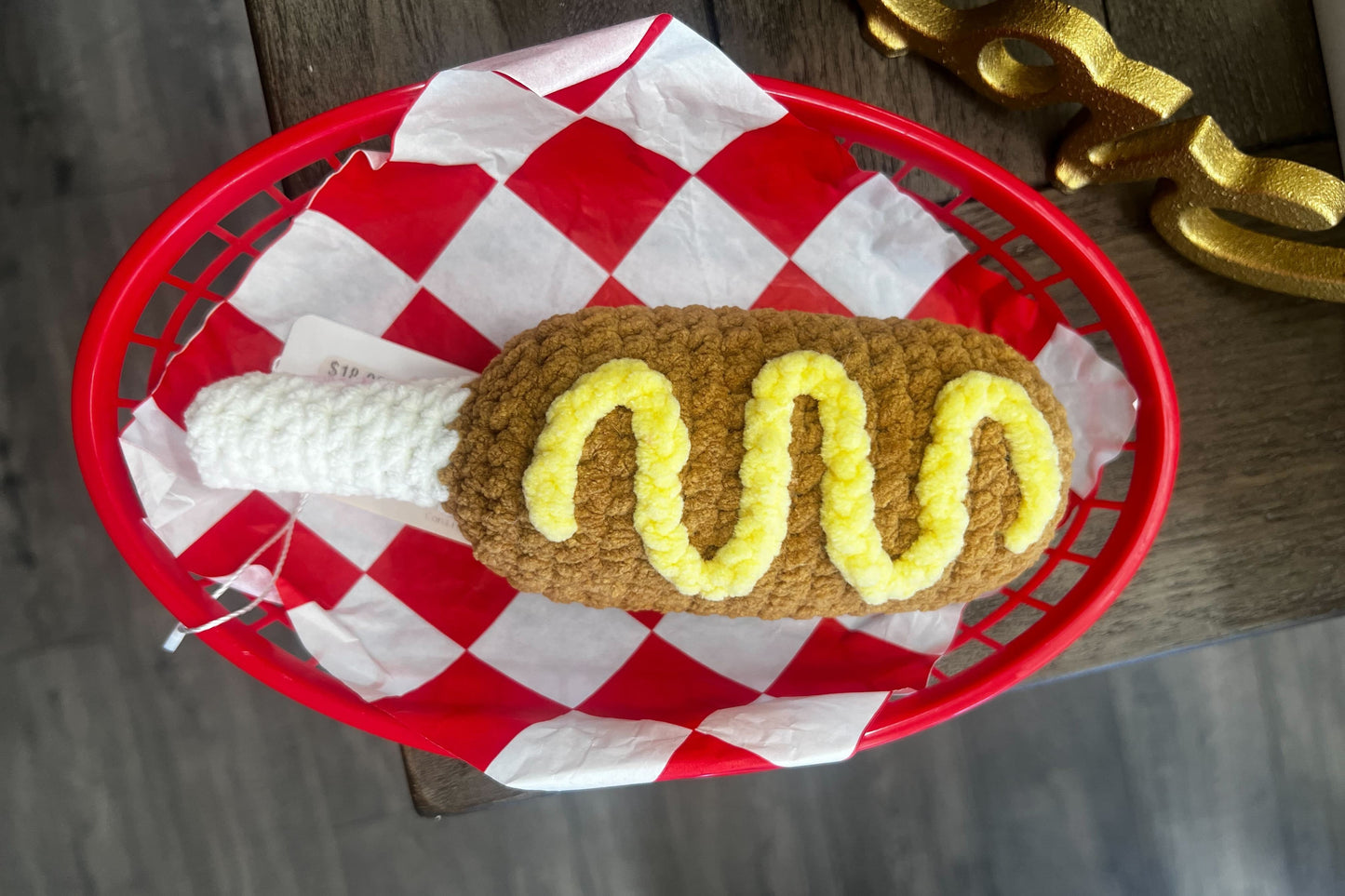 Corn Dog with Basket Crochet Plush