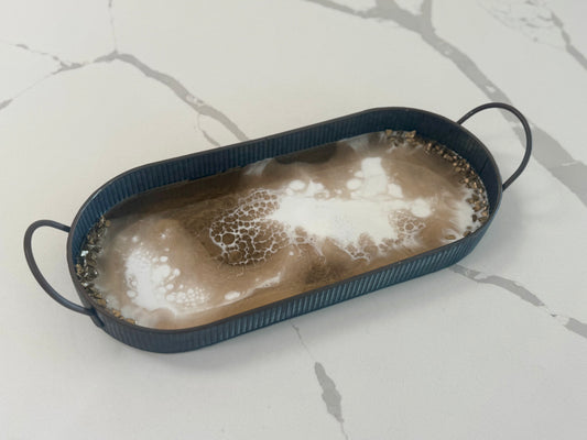 Black Oval Metal Tray