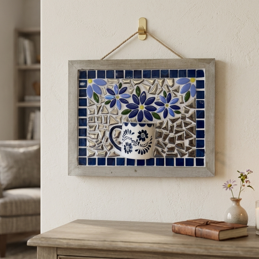 "Blue Willow Morning" Handmade Mosaic Wall Hanging