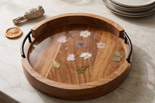 Small 12 inch Round Wooden Tray