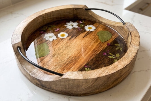 Botanical Inlay Wooden Serving Tray
