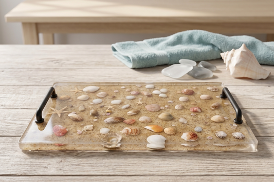 Coastal Retreat Resin Serving Tray