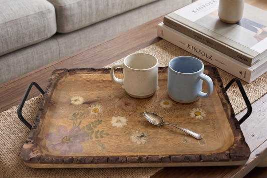 Meadow Harvest Live-Edge Resin Tray (14" x 10")