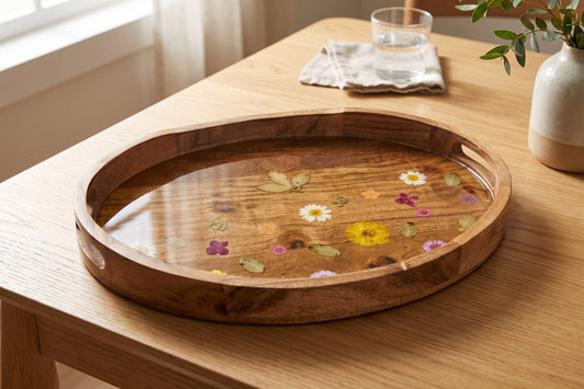 Wildflower Meadow Resin Wooden Serving Tray (12" x 16")