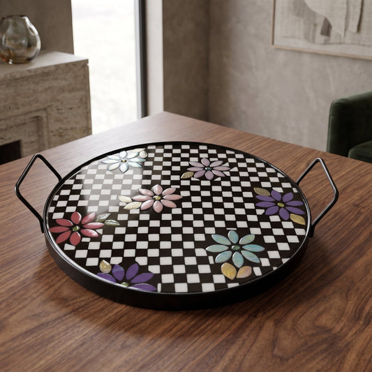 Checkered Meadow Mosaic Serving Tray