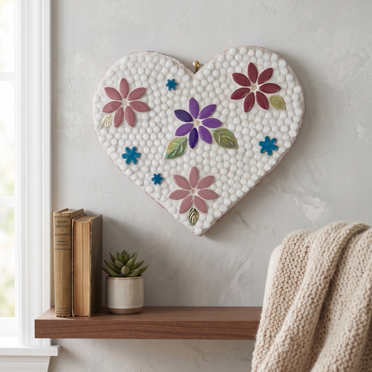 Blooming Wildflower Mosaic Heart (9")
