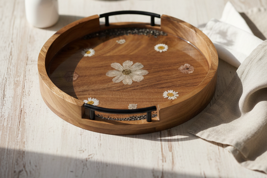 Round Wooden Tray
