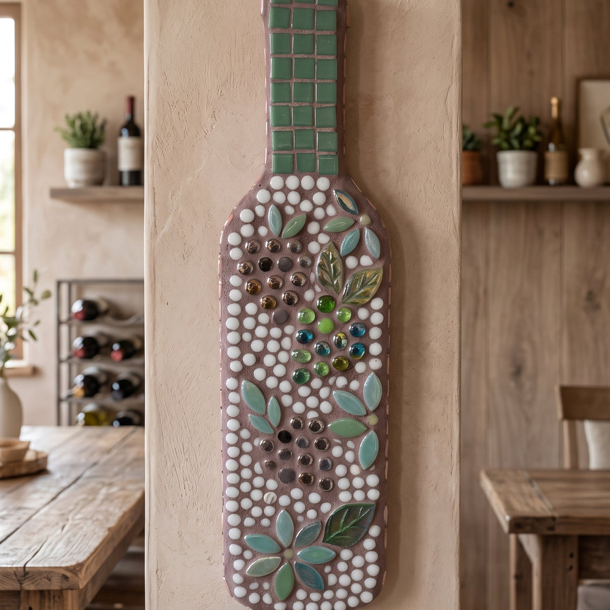 Mosaic Wine Bottle: Flora & Frost