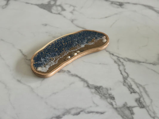 Dark BLue Cruched Glass Beach Theme Irregular Tray