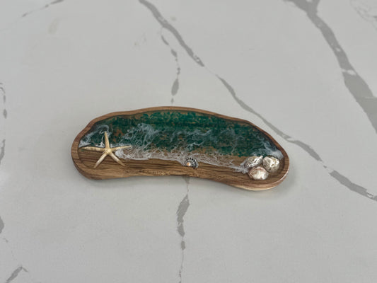 Turquoise Crushed Glass Beach Theme Irregular Shaped Tray
