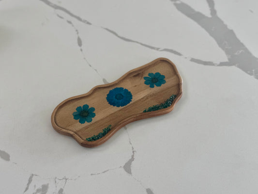 Irregular Vanity Tray with Blue Flowers