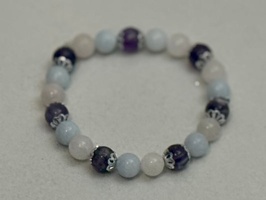 Amethyst, Rose Quartz and Aquamarine Bracelet