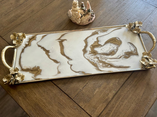 Large Marbled Metal Tray