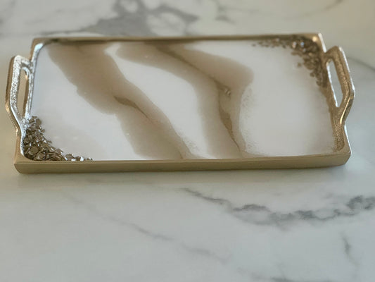 Golden Marbled Metal Tray