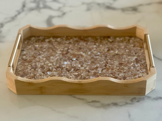 Bamboo Tray with Crushed Sea Shells
