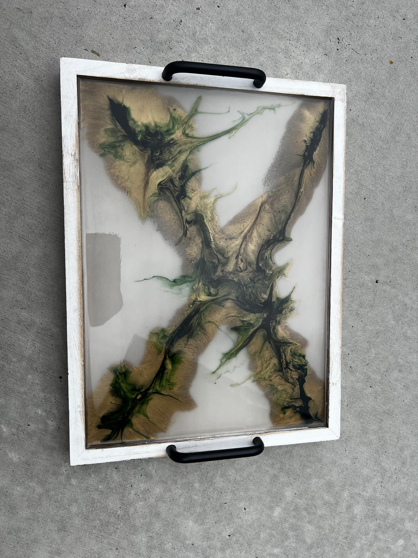 Green and Gold Marble Design Resin Tray