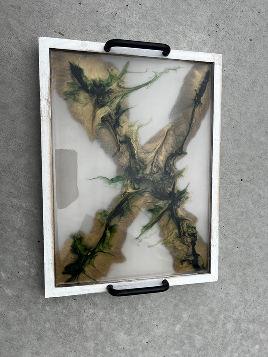 Green and Gold Marble Design Resin Tray