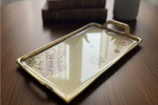 Gold Tray with Floral Design