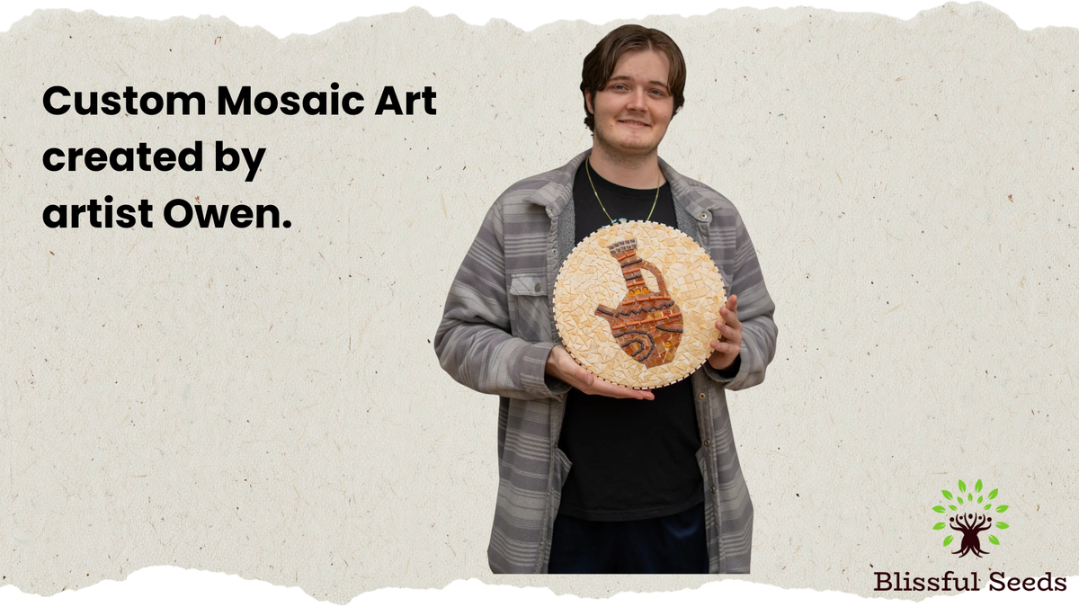 Custom mosaic art created by Blissful Seeds artist Owen